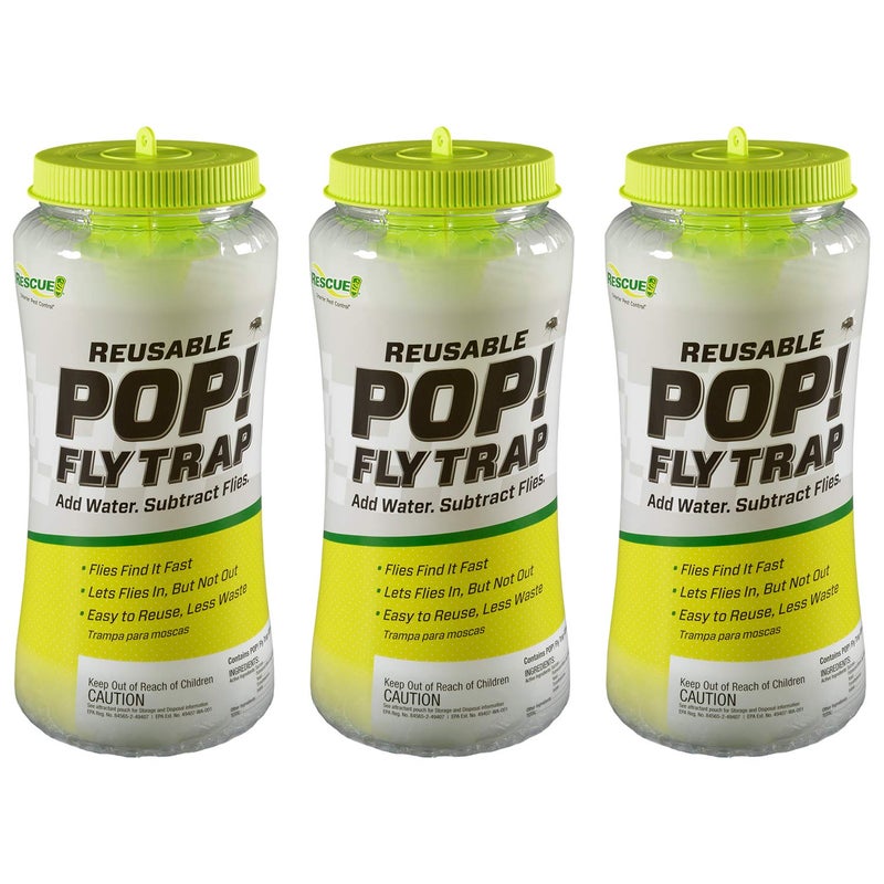 RESCUE! POP! Fly Trap â€“ Large Reusable Fly Trap for Outdoor Use - 3 Pack - Image 1